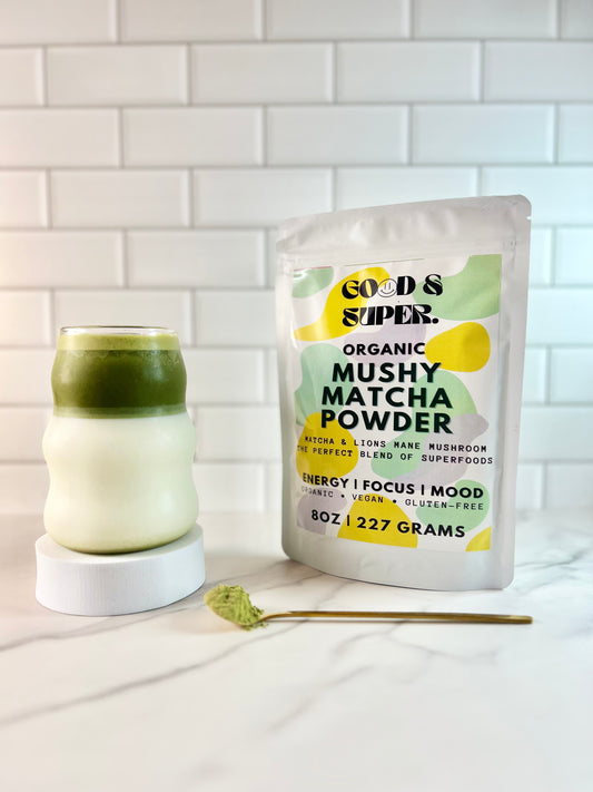 Mushy Matcha by Good and super superfoods the perfect blend of organic matcha and organic lions mane powder. Make a mushy matcha at home
Or in your coffee shop 